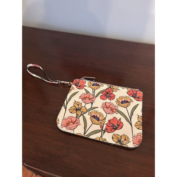 Steve Madden Women's Cosmetic Bag Neutral Floral Print Makeup Pouch Dusty Rose - Picture 2 of 6